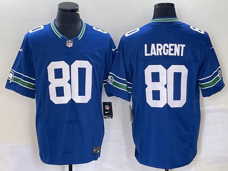 Men Seattle Seahawks 80 Largent Nike Royal Throwback Player Game NFL Jersey